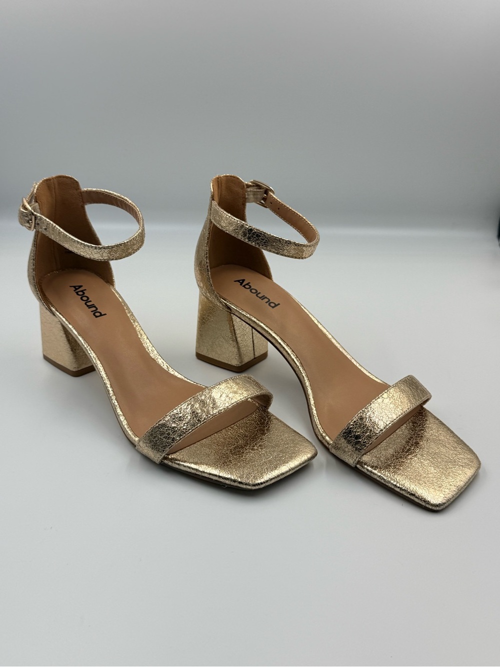 Abound Gold Metallic Block Heel Sandals with Ankle Strap